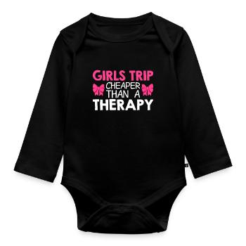 Voyage des filles moins cher que la thérapie - Body Bébé bio manches longues - noir - Devant
