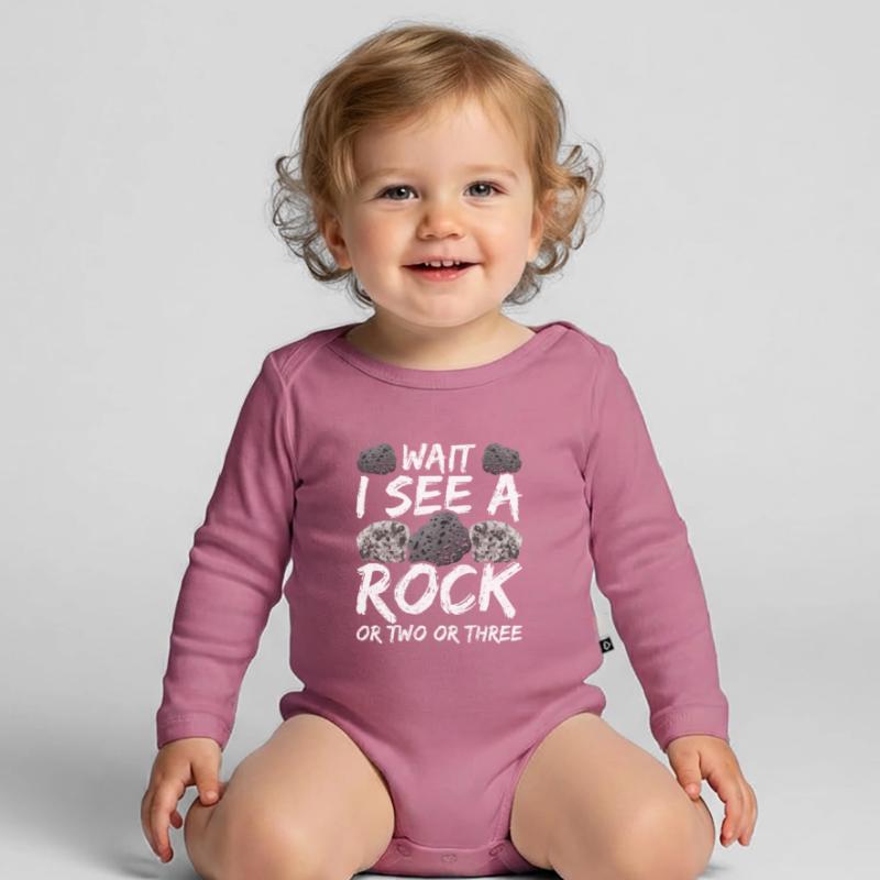 Warte Ich Sehe Einen Stein Oder Zwei Oder Drei Baby Bio-Langarm-Body