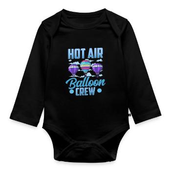 Heißluftballon Besatzung Ballonfahrer Ballonflug - Baby Bio-Langarm-Body - Schwarz - Vorne