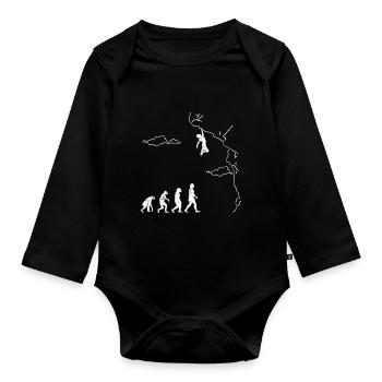 Klettern Bouldern Evolution Bergsteigen Kletterer - Baby Bio-Langarm-Body - Schwarz - Vorne