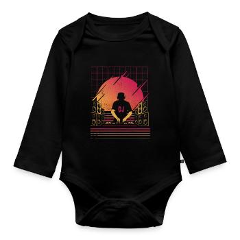 DJ Tshirt for Party Disc Jockey Rave Techno Mixer - Organic Longsleeve Baby Bodysuit - black - Front