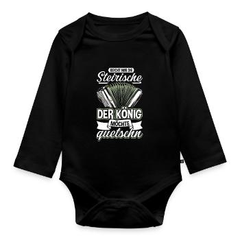 Steirische Harmonika Ziachorgl Quetschn Steiermark - Baby Bio-Langarm-Body - Schwarz - Vorne