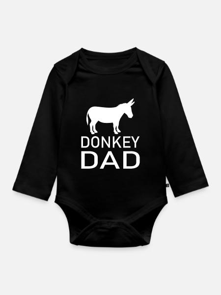 Donkey Esel - Baby Bio-Langarm-Body - Schwarz