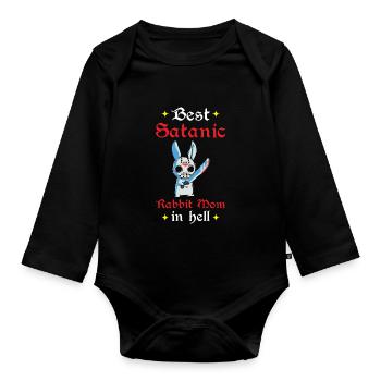Hasen Mama in Hell Gothic Böser Hase - Baby Bio-Langarm-Body - Schwarz - Vorne