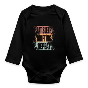 Drifting Eat Sleep Repeat - Baby Bio-Langarm-Body - Schwarz - Vorne