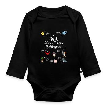 Meine Lieblingstiere in Sylt - Baby Bio-Langarm-Body - Schwarz - Vorne