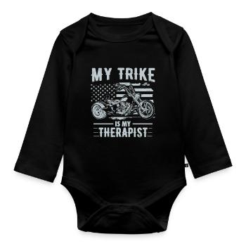 Idées cadeaux Trike | Triker Moto Trikes Motard - Body Bébé bio manches longues - noir - Devant