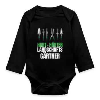 Hart Härter Landshaftsgärtner Gartenbau - Baby Bio-Langarm-Body - Schwarz - Vorne