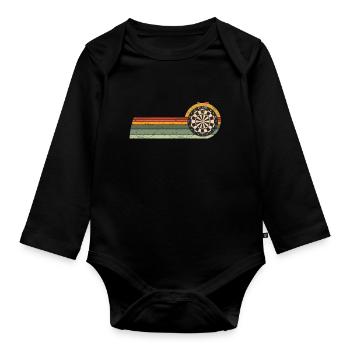 Joueur de fléchettes Vintage Dart Discs jeu Fléchettes - Body Bébé bio manches longues - noir - Devant