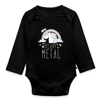 Licorne Heavy Metal - Body Bébé bio manches longues - noir - Devant