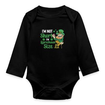 Je ne suis pas petit j’ai la taille de lutin irlandais - Body Bébé bio manches longues - noir - Devant