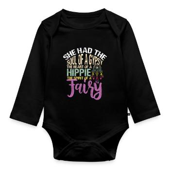 Hippie Peace Movement Peace Flower Power Peace - Organic Longsleeve Baby Bodysuit - black - Front