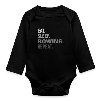 Fancy Eat Sleep Rowing GRAPHIC TSHIRT - Organic Longsleeve Baby Bodysuit - black - Front