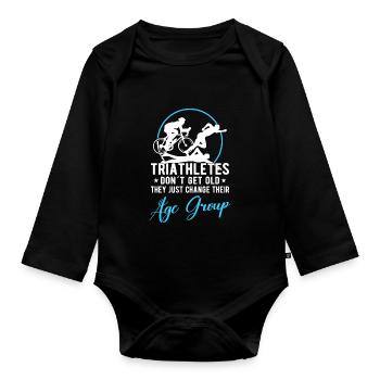 Triathlon Swim Bike Run Triathlet Sport Geschenk - Baby Bio-Langarm-Body - Schwarz - Vorne