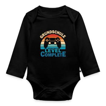 Erstklässler 1. Klasse Einschulung Junge Geschenk - Baby Bio-Langarm-Body - Schwarz - Vorne