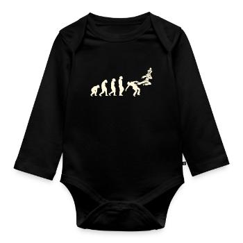 Schachspieler Schachspiel Schachbrett Evolution - Baby Bio-Langarm-Body - Schwarz - Vorne