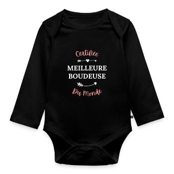 Certifiée meilleure boudeuse du monde - Body Bébé bio manches longues - noir - Devant