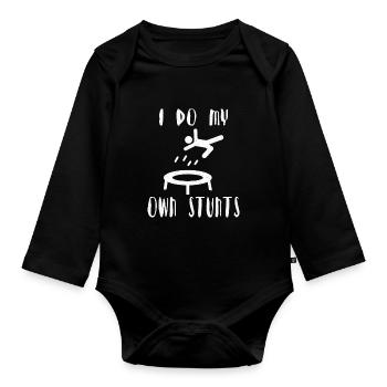Trampoline-trampoline-jump-turner-bounce-jumping - Organic Longsleeve Baby Bodysuit - black - Front