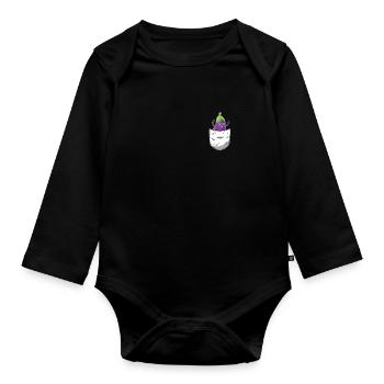 Aubergine Hemdtasche - Baby Bio-Langarm-Body - Schwarz - Vorne