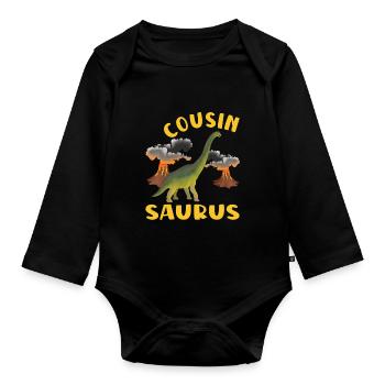Cousin Saurus Wird Ein Cousin Dinosaurier - Baby Bio-Langarm-Body - Schwarz - Vorne