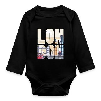 London - Baby Bio-Langarm-Body - Schwarz - Vorne