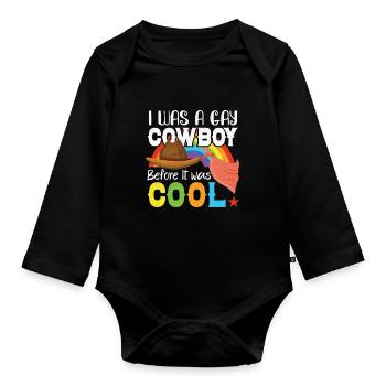 Cowboy Barn Bull Rider Rodeo Country Western - Organic Longsleeve Baby Bodysuit - black - Front