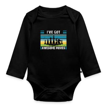 Schachspieler Schachspiel -I've Got Awesome Moves- - Baby Bio-Langarm-Body - Schwarz - Vorne