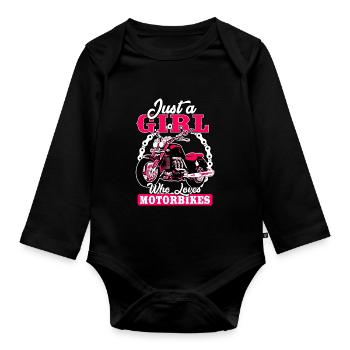 Just A Girl Who Loves Motorbikes - Organic Longsleeve Baby Bodysuit - black - Front