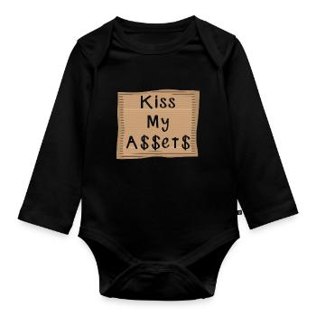 Embrassez mes A$$et$ Embrassez mes actifs Argent En disant - Body Bébé bio manches longues - noir - Devant