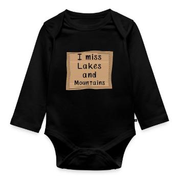 Ich vermisse Seen and die Berge - Baby Bio-Langarm-Body - Schwarz - Vorne