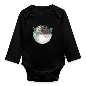 Astronaut Space Moon Space Retro - Organic Longsleeve Baby Bodysuit - black - Front