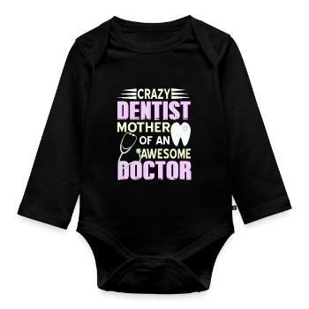 Dentiste fou Mère d’un thé de dentiste génial - Body Bébé bio manches longues - noir - Devant