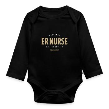 Er Nurse Funny Job Title Profession Birthday - Organic Longsleeve Baby Bodysuit - black - Front