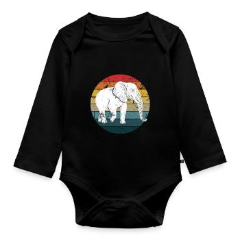 Éléphant - Body Bébé bio manches longues - noir - Devant