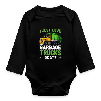 Müllmann Geschenk Müll Müllabfuhr Abfall Beruf - Baby Bio-Langarm-Body - Schwarz - Vorne