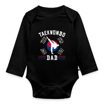 TKD Korean Martial Arts Tae Kwon - Baby Bio-Langarm-Body - Schwarz - Vorne