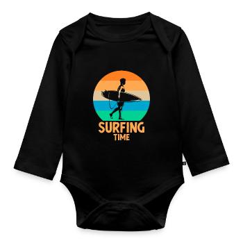Temps de surf - Body Bébé bio manches longues - noir - Devant