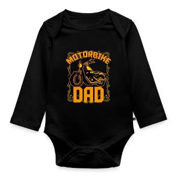 Motorbike Dad - Organic Longsleeve Baby Bodysuit - black - Front