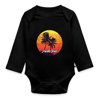 Palmen - Baby Bio-Langarm-Body - Schwarz - Vorne