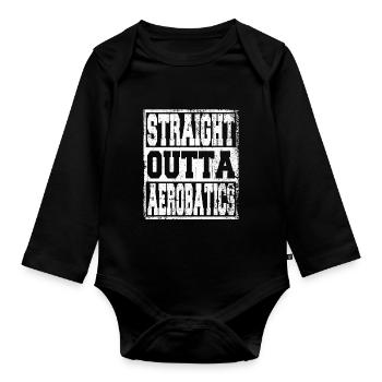 Aerobatics saying funny - Organic Longsleeve Baby Bodysuit - black - Front