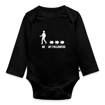 Me and my followers rabbit rabbits - Organic Longsleeve Baby Bodysuit - black - Front