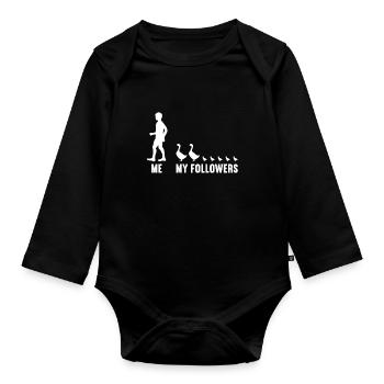 Moi et mes disciples éleveuses oies d’oie - Body Bébé bio manches longues - noir - Devant