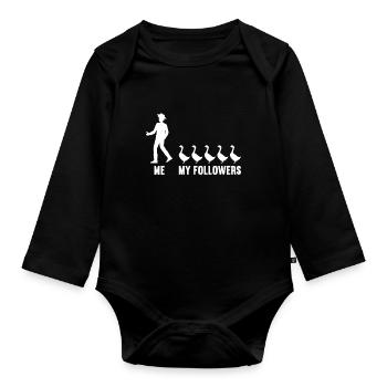 Moi et mes adeptes fermier canard - Body Bébé bio manches longues - noir - Devant