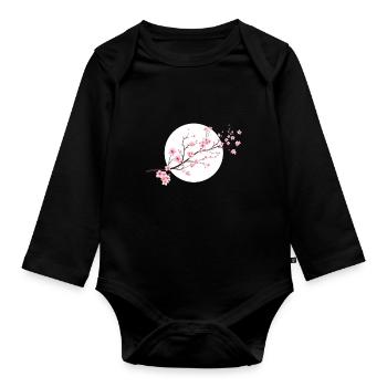 Cherry Blossoms Spring Japan Nature - Organic Longsleeve Baby Bodysuit - black - Front