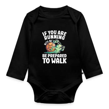 Langsam Laufen Joggen - Slow Runner - Baby Bio-Langarm-Body - Schwarz - Vorne