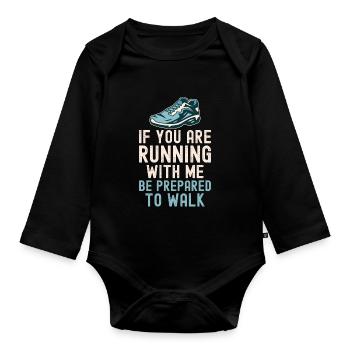 Langsam Laufen Joggen - Slow Runner - Baby Bio-Langarm-Body - Schwarz - Vorne