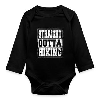 Wandern Spruch lustig - Baby Bio-Langarm-Body - Schwarz - Vorne