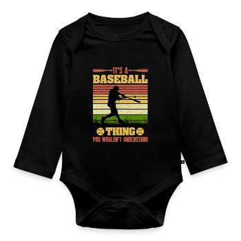C’est un truc de baseball que vous ne comprendriez pas - Body Bébé bio manches longues - noir - Devant