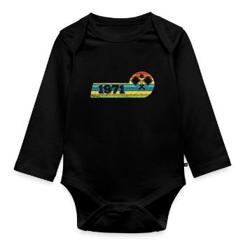 Pickleball-Spieler Jahrgang 1971 Geburtstag Game - Baby Bio-Langarm-Body - Schwarz - Vorne