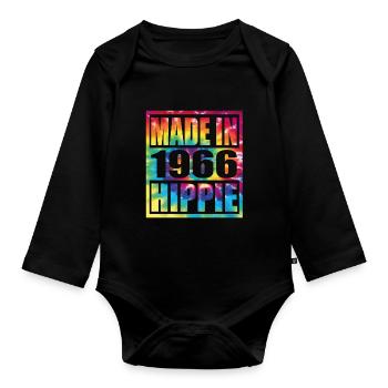 Hippie Birthday 1966 - Baby Bio-Langarm-Body - Schwarz - Vorne